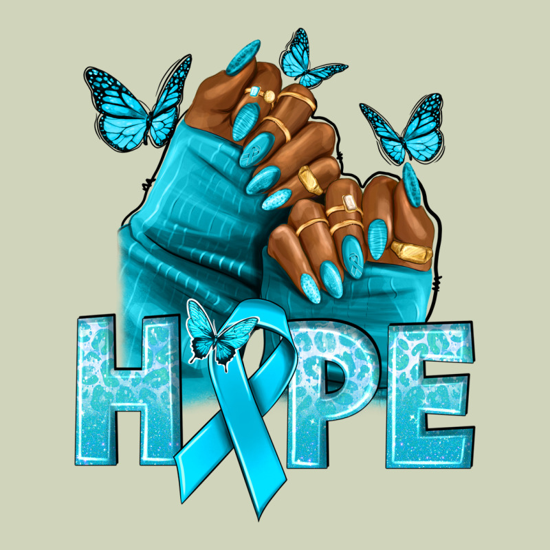 Hope Teal Ribbon Ovarian Cancer Nails Heavyweight Hoodie by NancyCooperArtShop | Teevron
