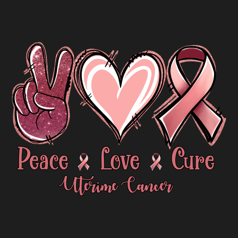 Peace Love Cure Uterine Cancer Heavyweight Hoodie by NancyCooperArtShop | Teevron