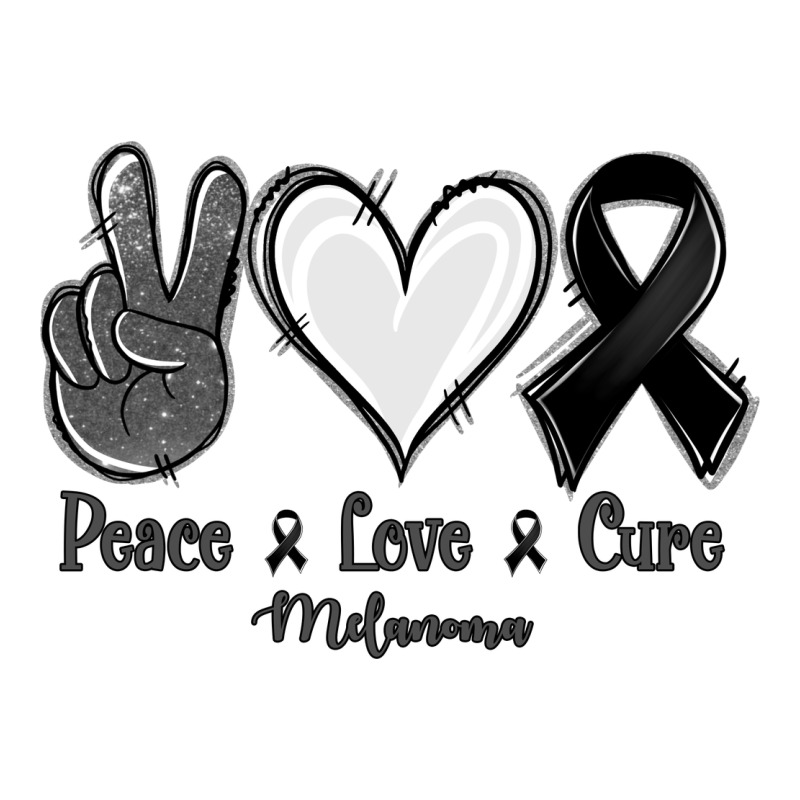 Peace Love Cure Melanoma Cancer Heavyweight Hoodie by NancyCooperArtShop | Teevron