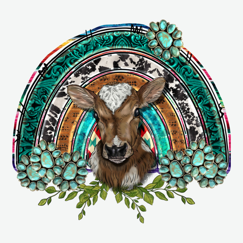 Turquoise Gemstones Brown Baby Cow  Rainbow Urban Heavy Tee by BarkalooDesign | Teevron