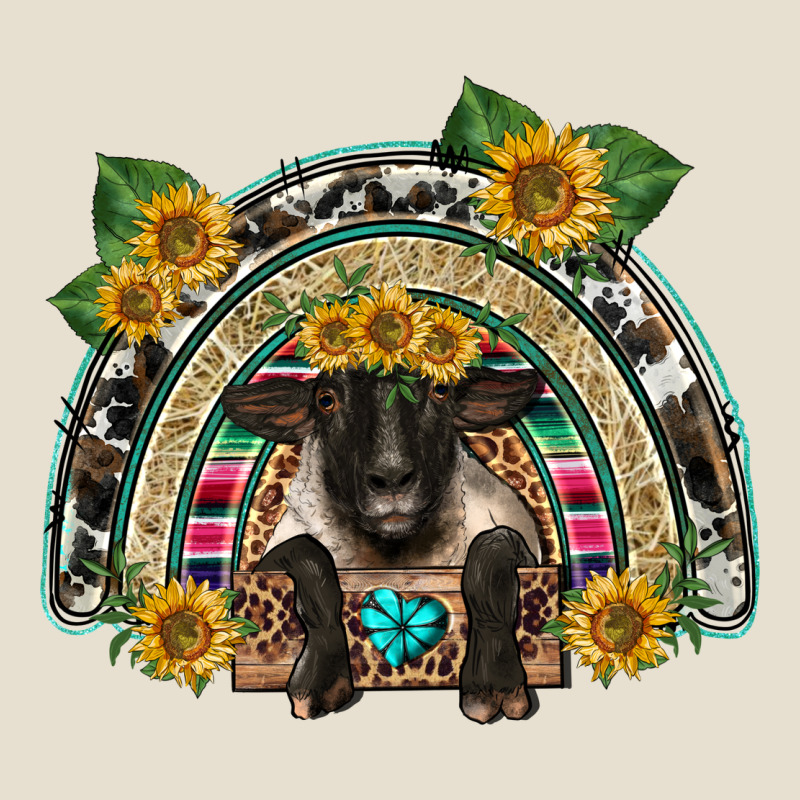 Suffolk Ewe Front Sunflowers Rainbow Urban Heavy Tee by BarkalooDesign | Teevron