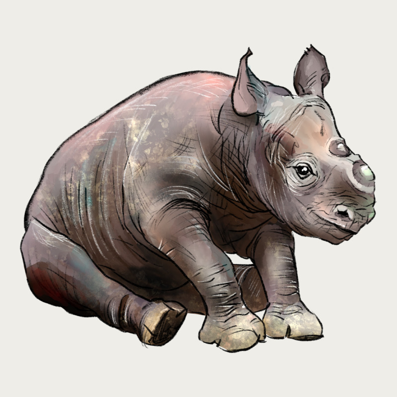 Baby Rhino Illustrations Zipper Hoodie by LillyAllenDesigns | Teevron