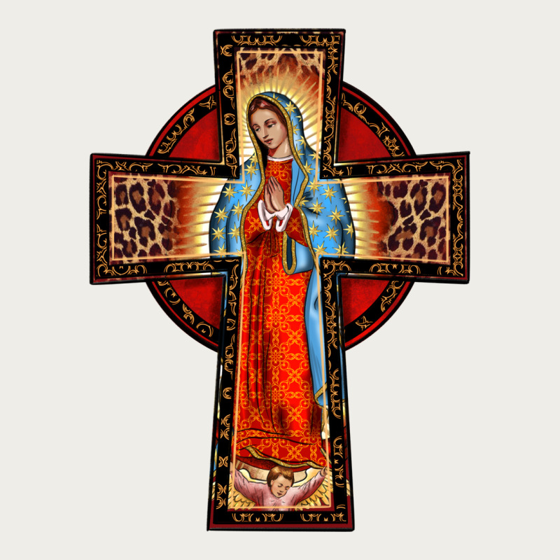 Lady Of Guadalupe Leopard Cross Zipper Hoodie by BarkalooDesign | Teevron