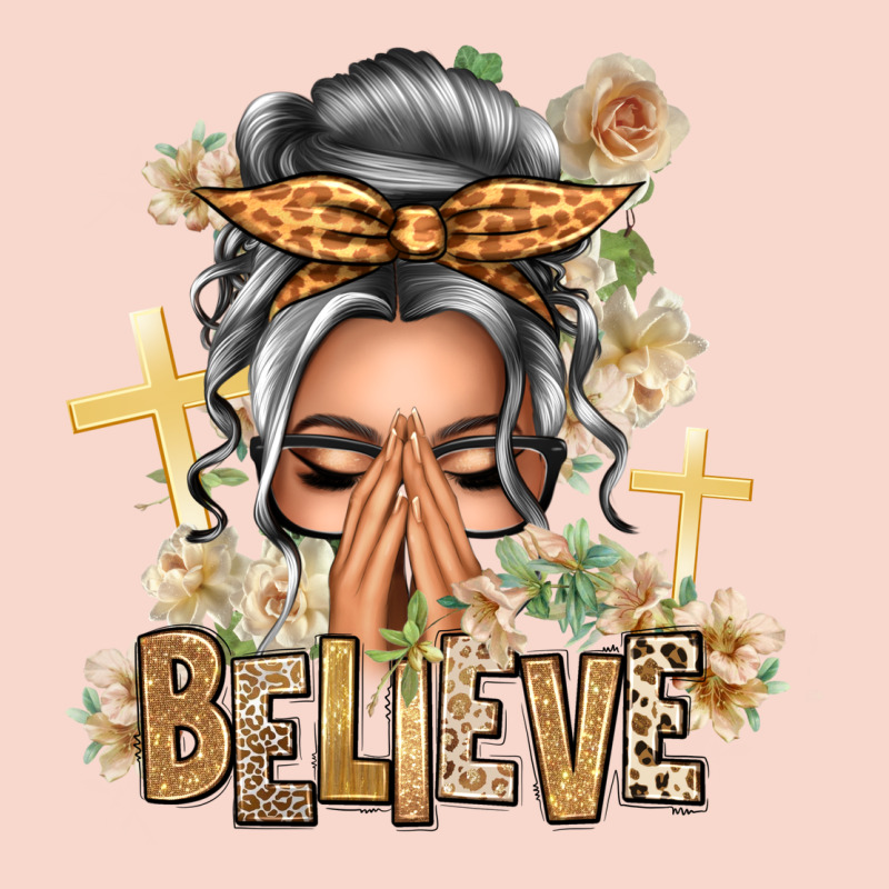 Silver White Believe Praying Caucasian Messy Bun Urban Hoodie by texasbilliewilder | Teevron