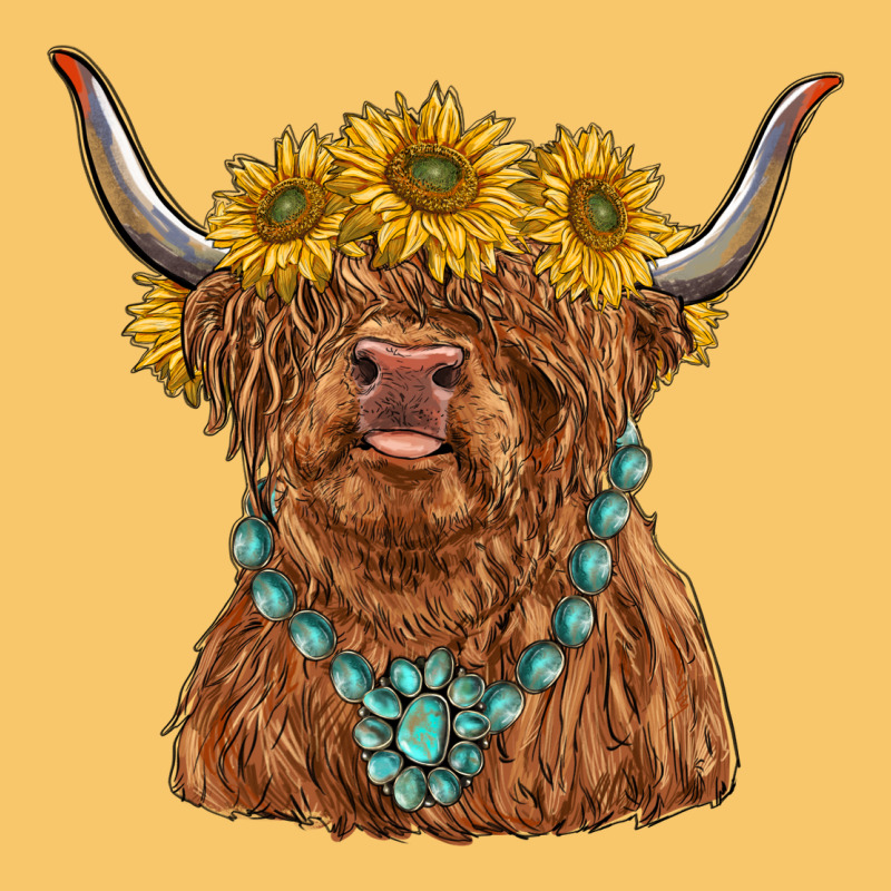 Highland Cow With Sunflower And Gemstone Vintage Hoodie by RanaPortraitStore | Teevron