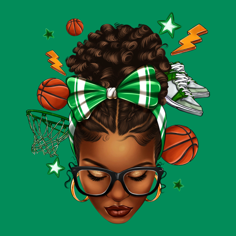Afro Messy Bun Basketball Green Bow Urban Hoodie by texasbilliewilder | Teevron