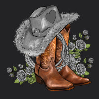 Gray Cowgirl And Roses Vintage Tee | Teevron