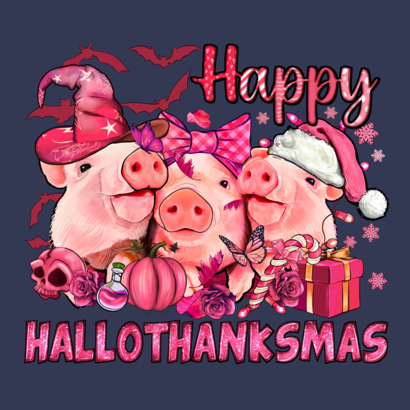 Happy Hallothanksmas Pigs Pink Heavyweight Hoodie by NancyCooperArtShop | Teevron