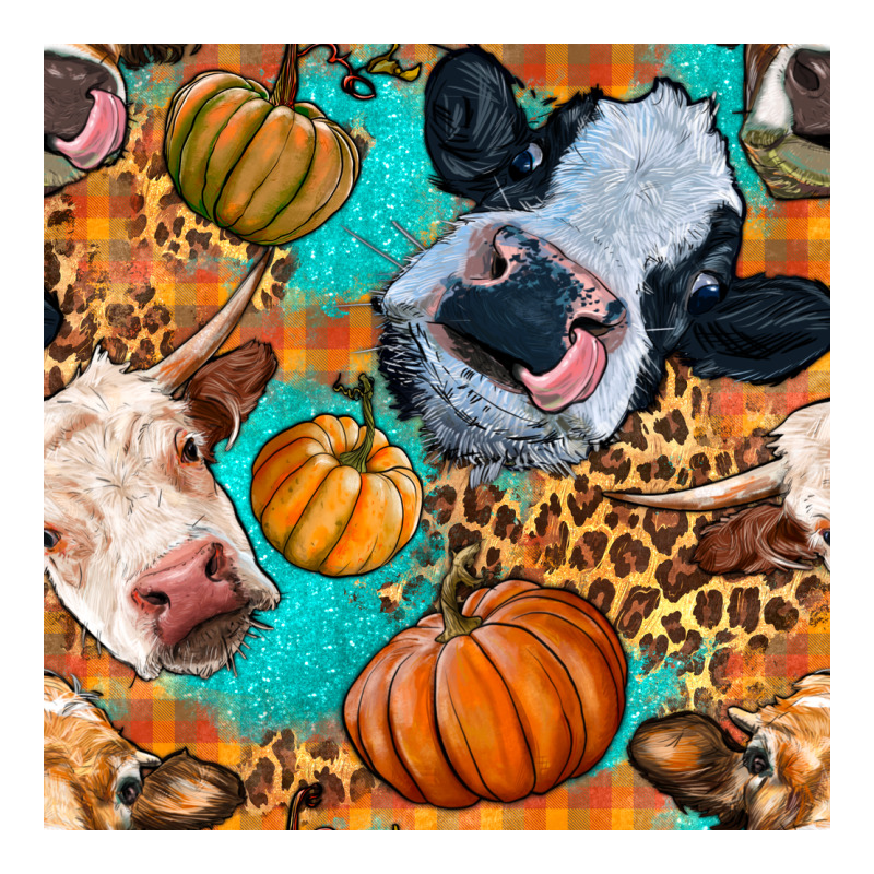 Autumn Cows Seamless Pattern Long Sleeve Tee by BundleAndBundleShop | Teevron