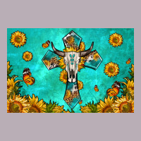 Bull Skull Cross Skinny Metal Can Holder Vintage Tee | Teevron