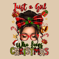 Just A Girl Who Loves Christmas Afro Messy Bun Heavyweight Sweatshirt | Teevron