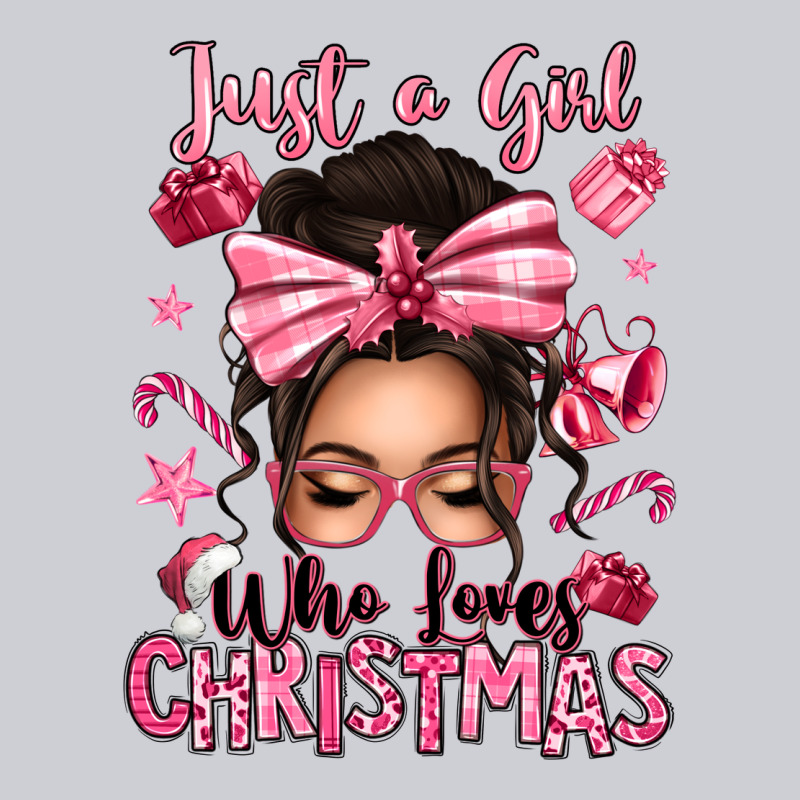Just A Girl Who Loves Pink Christmas Messy Bun Heavyweight Sweatshirt by texasbilliewilder | Teevron