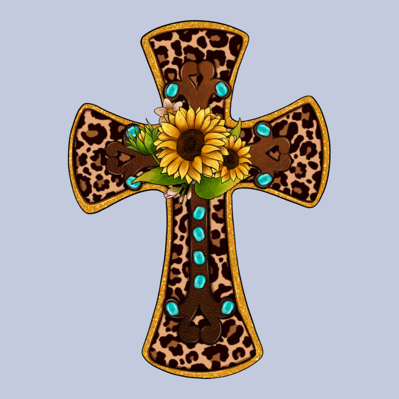 Leopard Gemstone Sunflower Cross Long Sleeve Tee by JahusDesignShop | Teevron