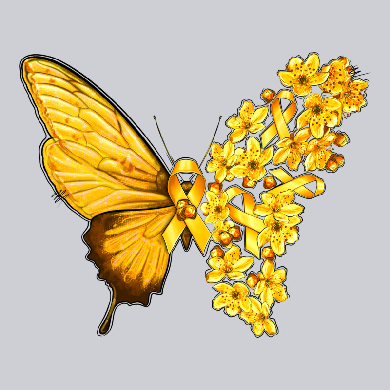 Flowers And Childhood Cancer Ribbon Butterfly Heavyweight Sweatshirt by texasbilliewilder | Teevron