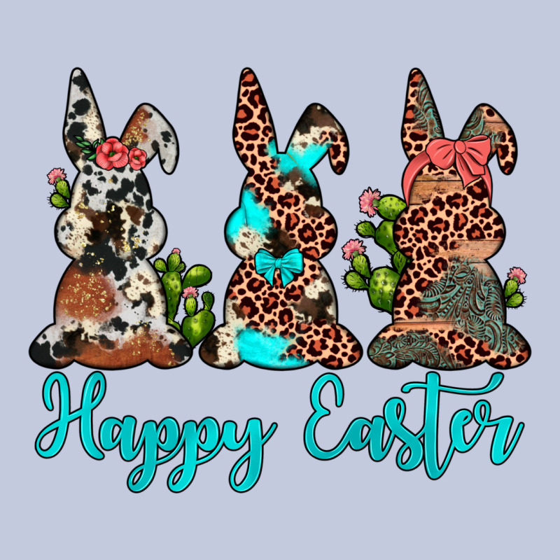 Happy Easter Leopard Cowhide Turquoise Cactus Bunny's Long Sleeve Tee by JahusDesignShop | Teevron