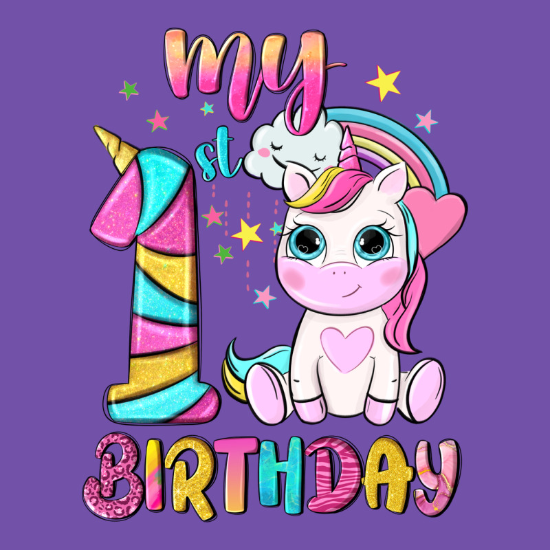 My 1 St Birthday With Little Cute Unicorn Premium Sweatshirt by NancyCooperArtShop | Teevron