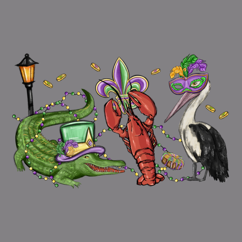 Mardi Gras Alligator Crawfish Pelican Heavyweight Hoodie by MaliasSmallBusiness | Teevron