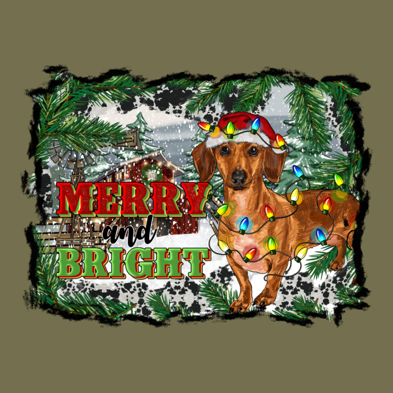 Merry And Bright  Dachshund With Farm Vintage Hoodie by RanaPortraitStore | Teevron