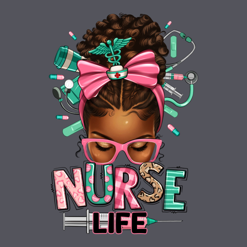 Afro Messy Bun Nurse Life Vintage Hoodie by texasbilliewilder | Teevron
