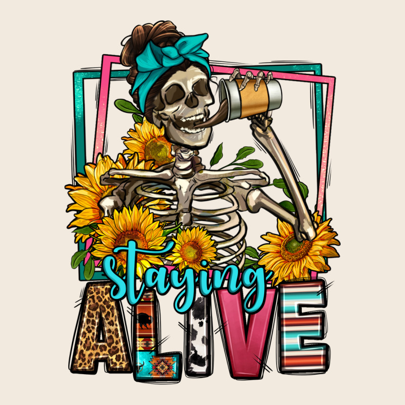 Staying Alive Coffee Drinking Skeleton Zipper Hoodie by Jasminsmagicworld | Teevron
