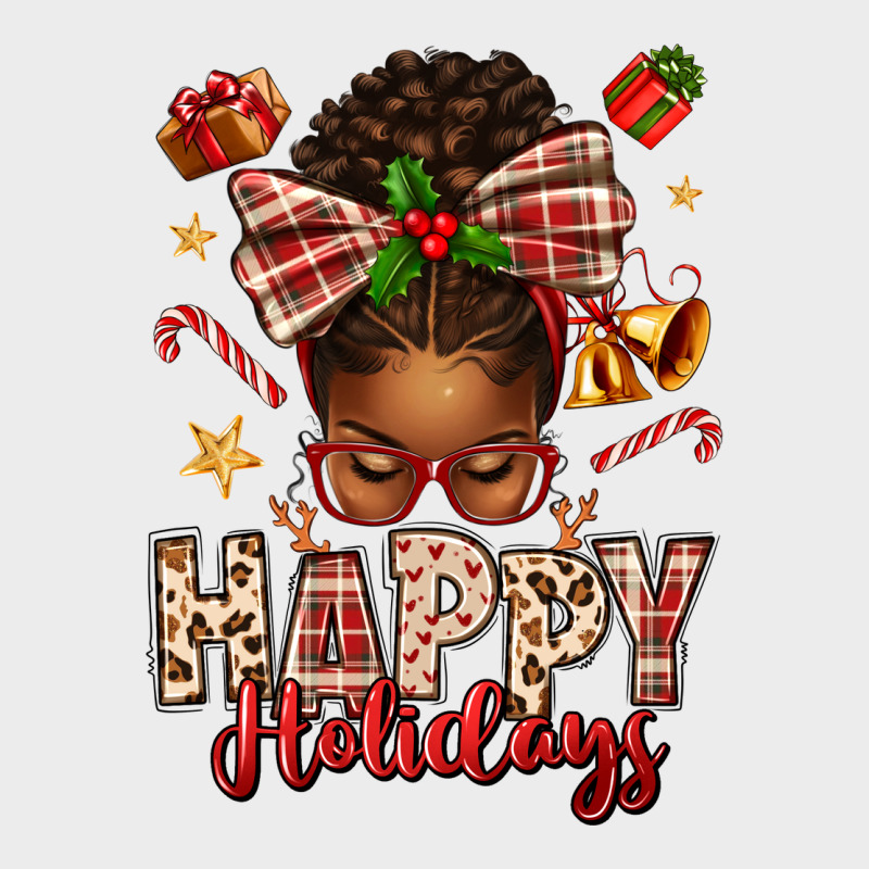 Happy Holidays Christmas Afro Messy Bun Urban Hoodie by texasbilliewilder | Teevron