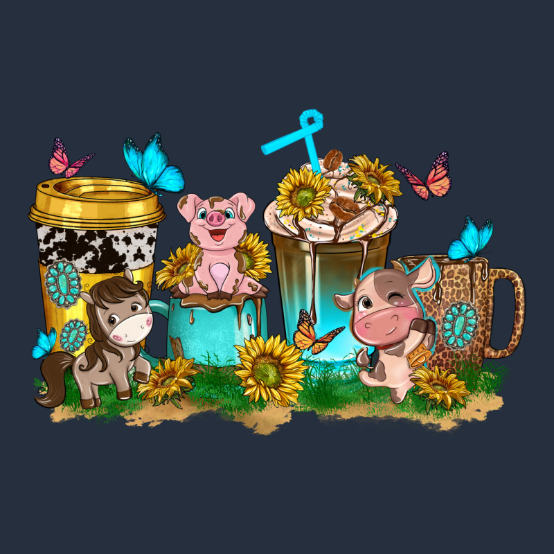 Farm Cute Animals With Sunflower Coffee Cups Zipper Hoodie by NancyCooperArtShop | Teevron