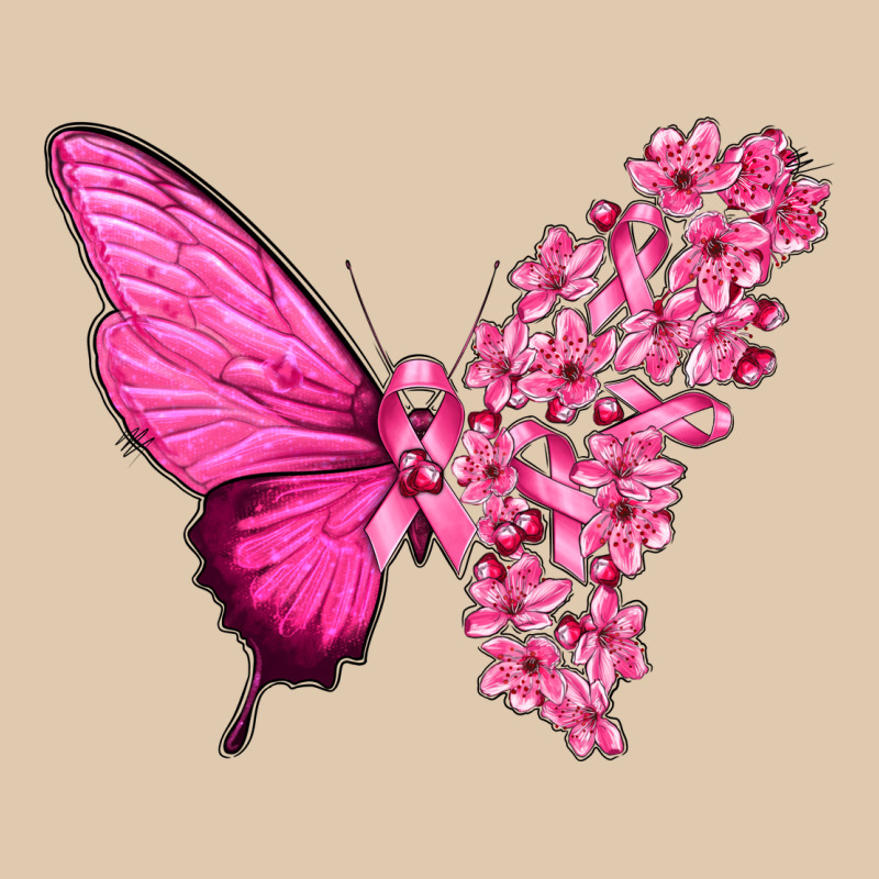 Pink Flowers And Breast Cancer Ribbon Butterfly Heavyweight Sweatshirt by texasbilliewilder | Teevron