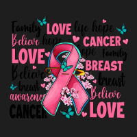 Breast Cancer Ribbons With Cancer Words Classic Tee | Teevron