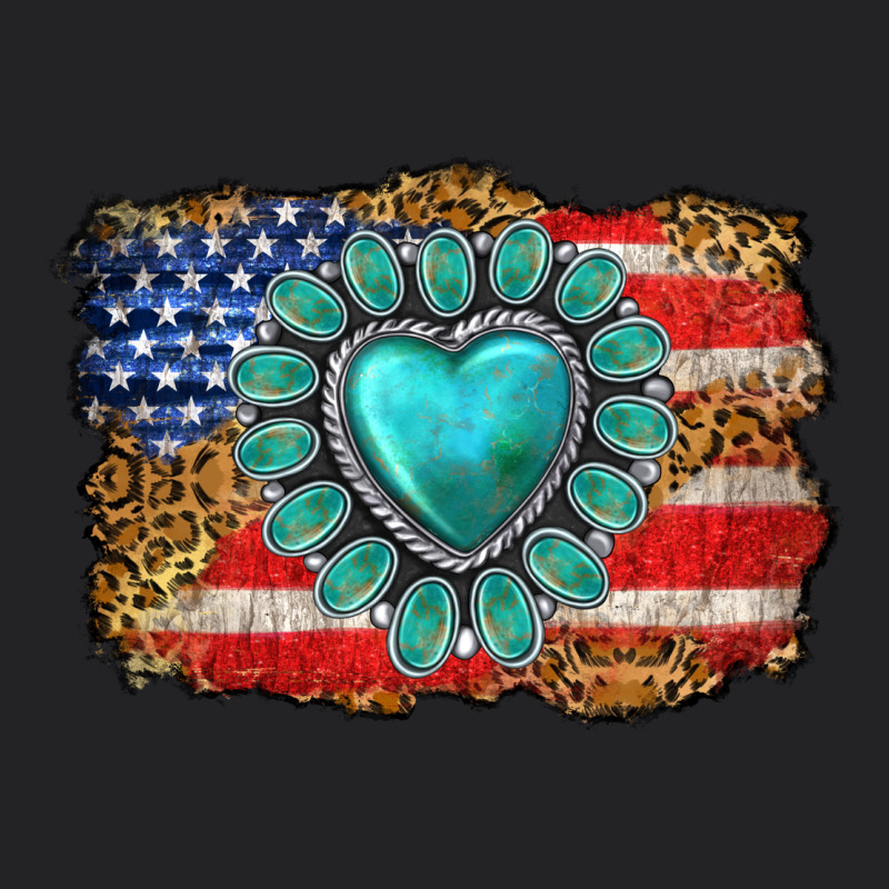 American Flag Leopard Turquoise Gemstone Vintage Tee by Neo Western | Teevron