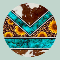 Turquoise Cowhide Leopard Sunflowers Round Zipper Hoodie | Teevron