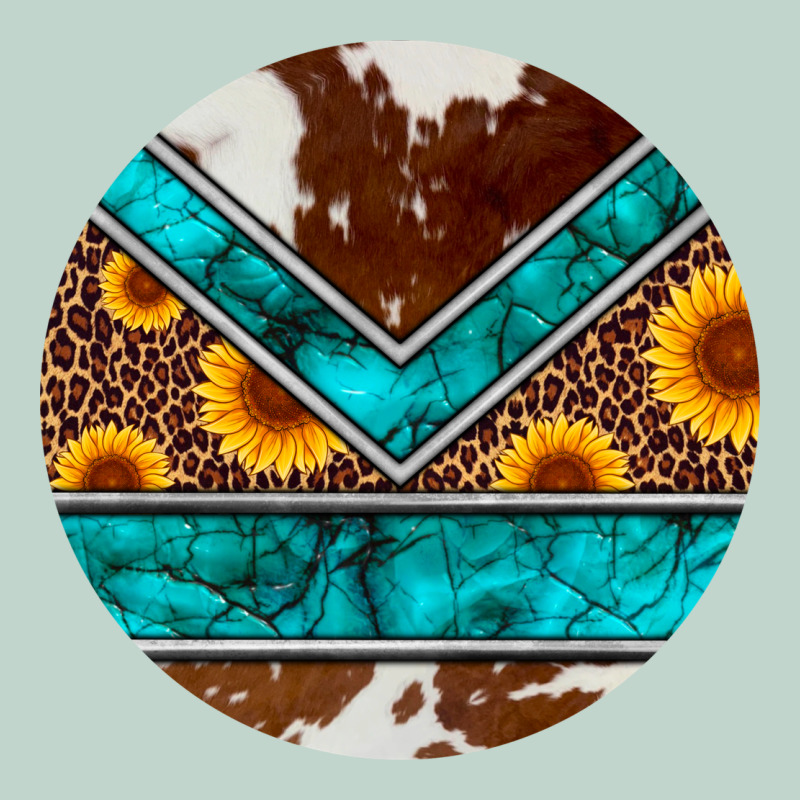 Turquoise Cowhide Leopard Sunflowers Round Zipper Hoodie by Artiststas | Teevron