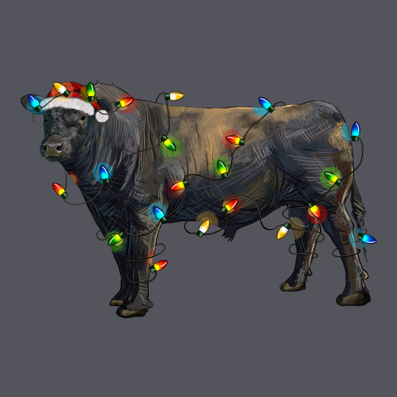 Christmas Black Angus Bull With Christmas Lights Vintage Hoodie by RanaPortraitStore | Teevron