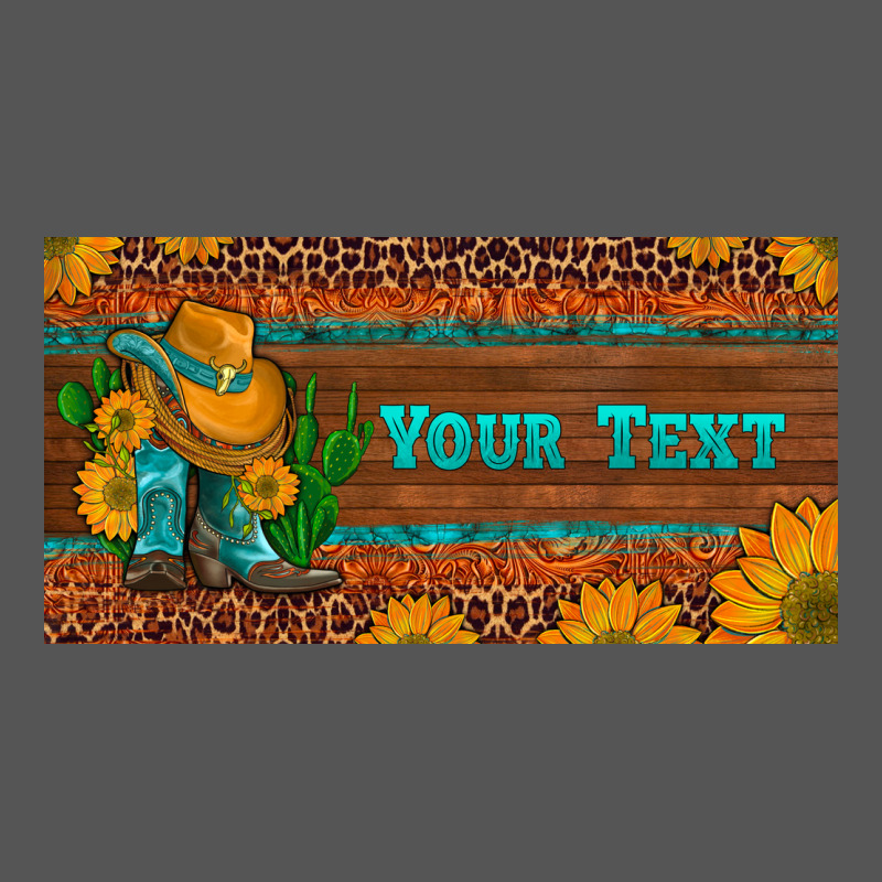Preview Custom Cowboy Boots Sunflowers And Cactus License Plate Zipper Hoodie by Artiststas | Teevron