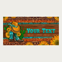(preview)custom Cowboy Boots Sunflowers And Cactus License Plate Zipper Hoodie | Teevron
