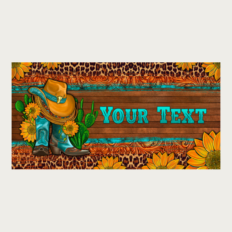 (preview)custom Cowboy Boots Sunflowers And Cactus License Plate Zipper Hoodie by Artiststas | Teevron