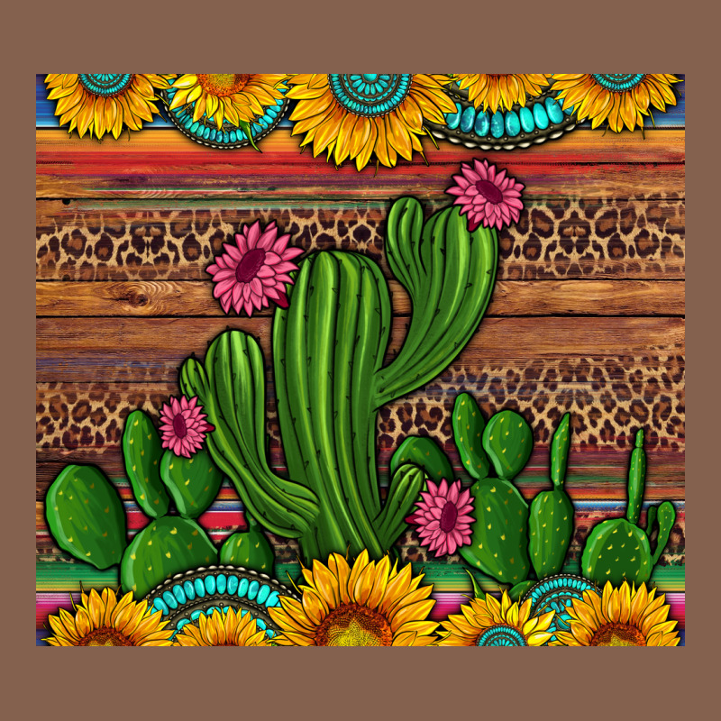 Sunflowers Turquoise Serape Cactus Tumbler Zipper Hoodie by Artiststas | Teevron