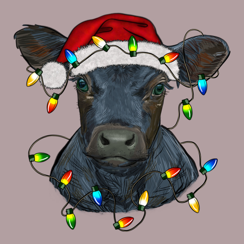 Christmas Baby Black Angus Calf With Lights Vintage Hoodie by RanaPortraitStore | Teevron