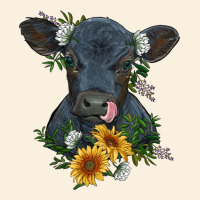 Baby Cow Black Angus Calf With Flowers Vintage Hoodie | Teevron