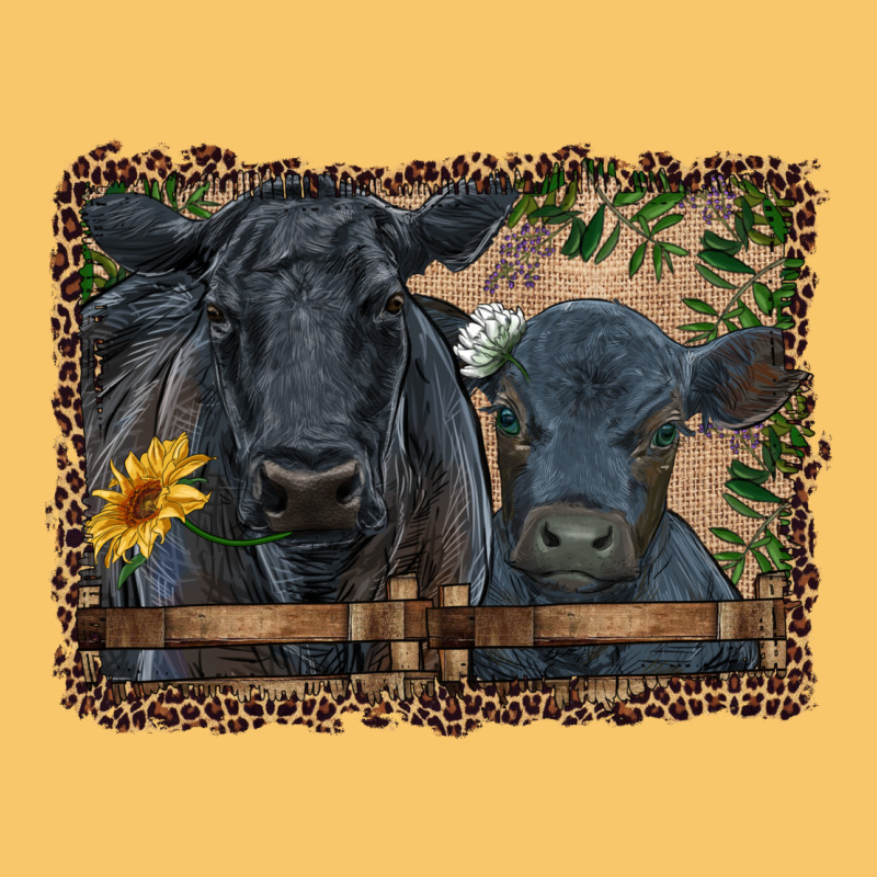 Western Black Angus Cattle And Calf With Leopard Vintage Hoodie by RanaPortraitStore | Teevron