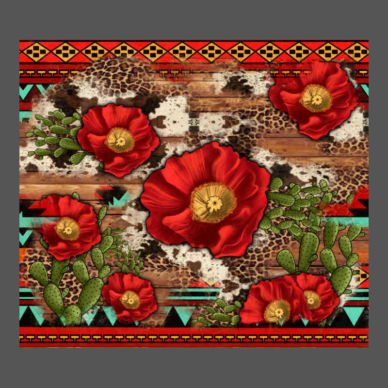 Red Flower And Cactus With Cowhide And Aztec Zipper Hoodie by Artiststas | Teevron