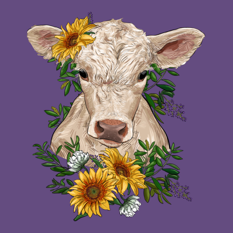 Charolais Calf With Sunflowers Vintage Hoodie by RanaPortraitStore | Teevron