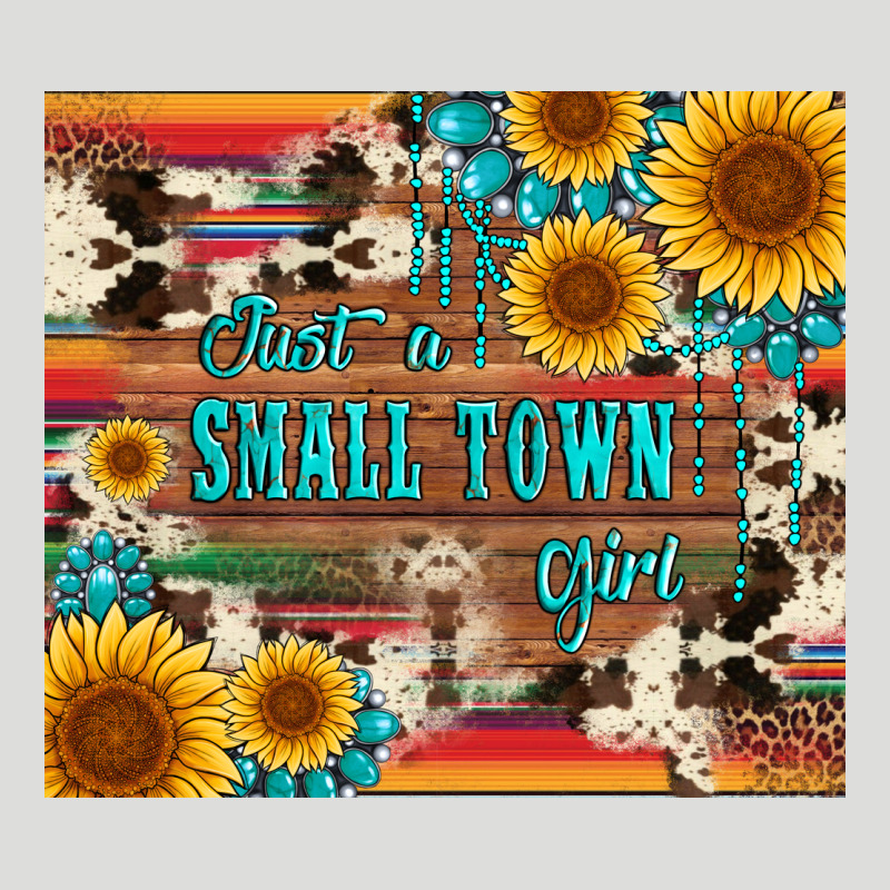 Just A Small Town Girl With Gemstone Sunflower Serape And Cowhide Zipper Hoodie by Artiststas | Teevron