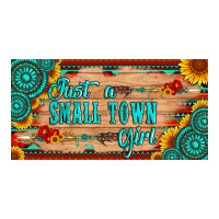 just a small town girl wlth gemstone arrow and sunflowers licanse plat | Teevron