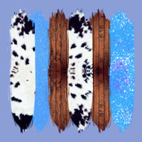 Western Farm Life Cowhide Wood Blue Glitter Brush Stroke Long Sleeve Tee | Teevron