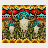 Bull Skulls Gemstones And Cactus With Leopard And Aztec Zipper Hoodie | Teevron