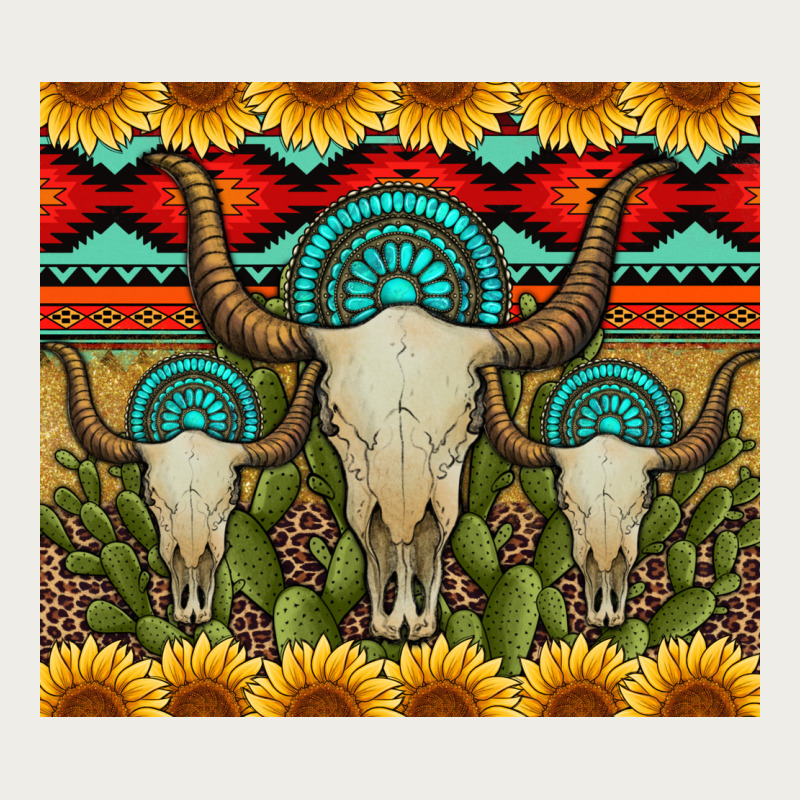 Bull Skulls Gemstones And Cactus With Leopard And Aztec Zipper Hoodie by Artiststas | Teevron
