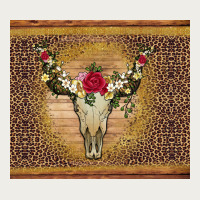 Bull Skull Flowers Glitter And Leopard Zipper Hoodie | Teevron