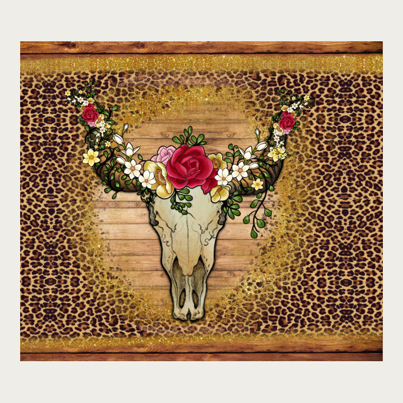 Bull Skull Flowers Glitter And Leopard Zipper Hoodie by Artiststas | Teevron