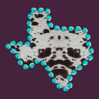 Texas Map Cowhide Turquoise Gemstone Long Sleeve Tee | Teevron