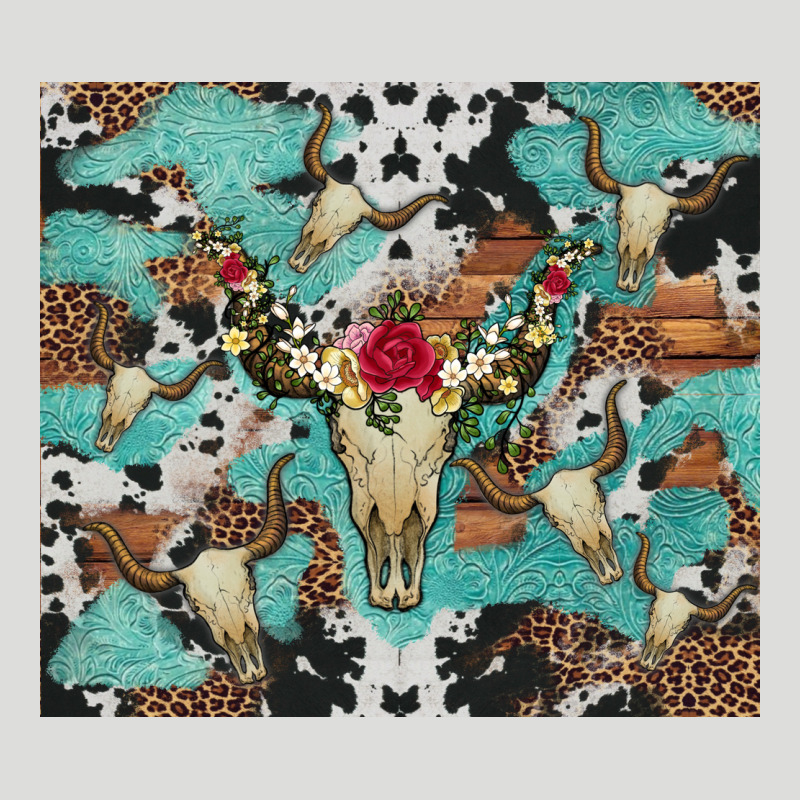 Bull Skull Flowers Cowhides And Leopard Zipper Hoodie by Artiststas | Teevron
